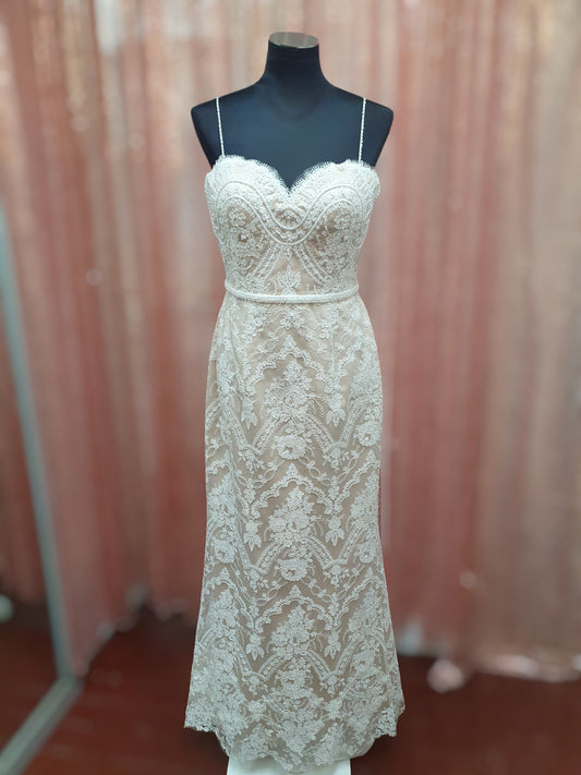 Peter Trends Lace Gown with Caramel