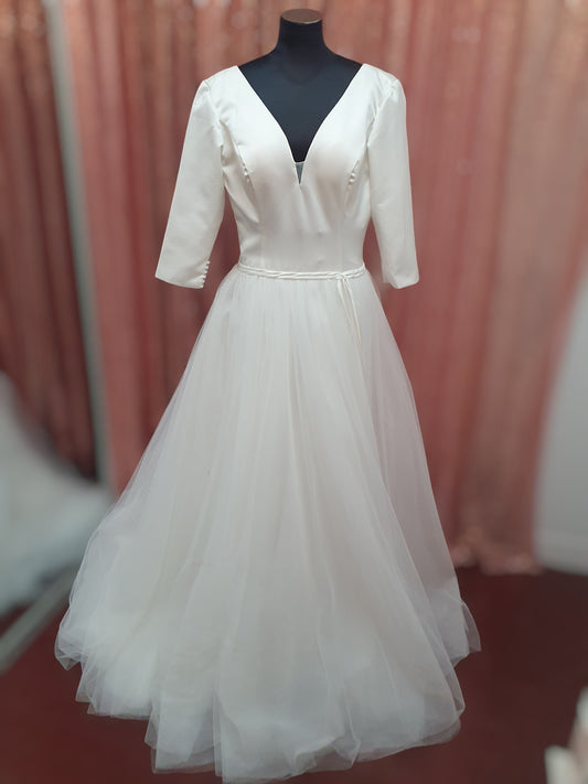 V-Neck, A-Line Gown with Sleeves