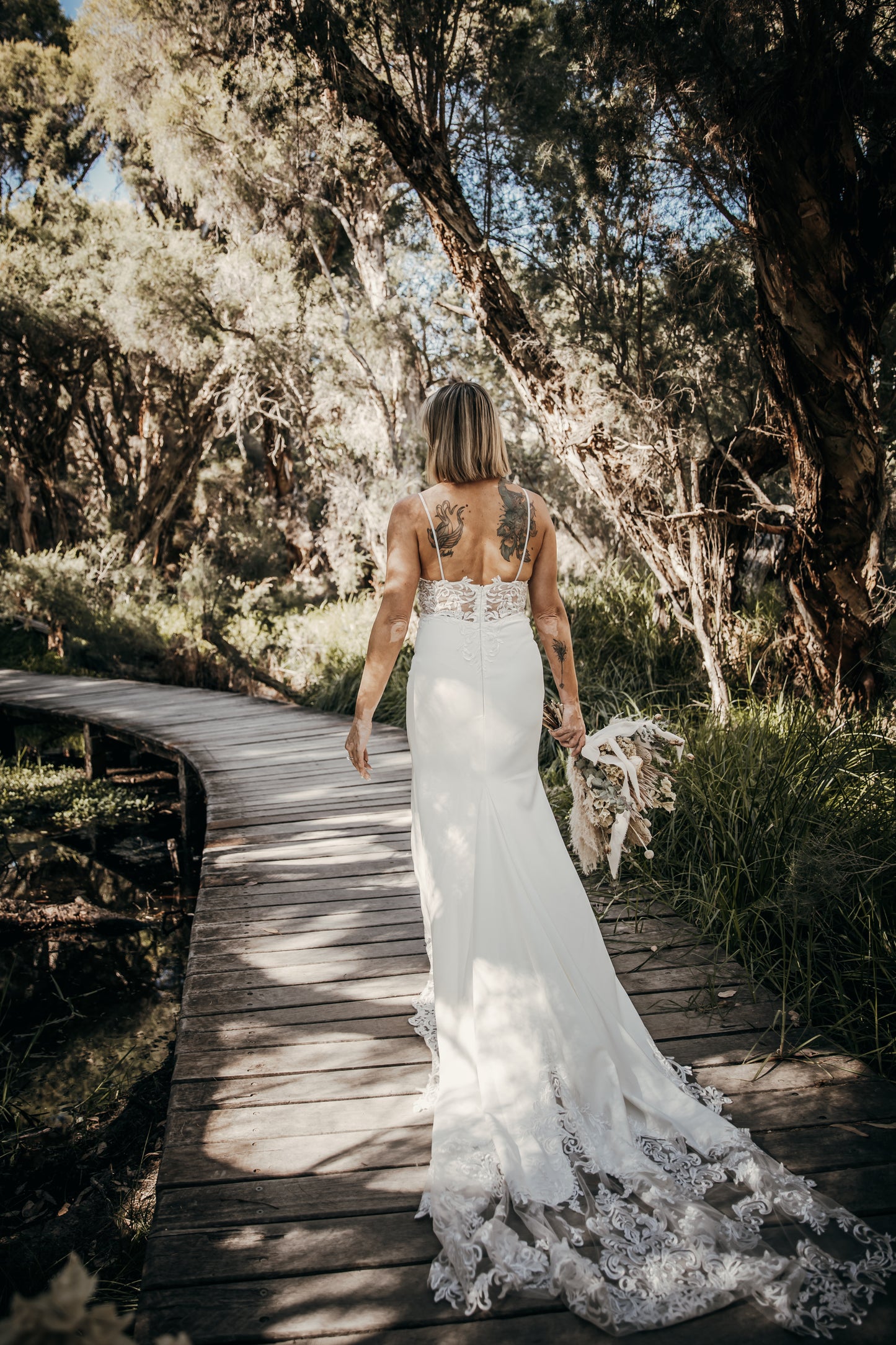 Crepe & Lace Fit & Flare Gown