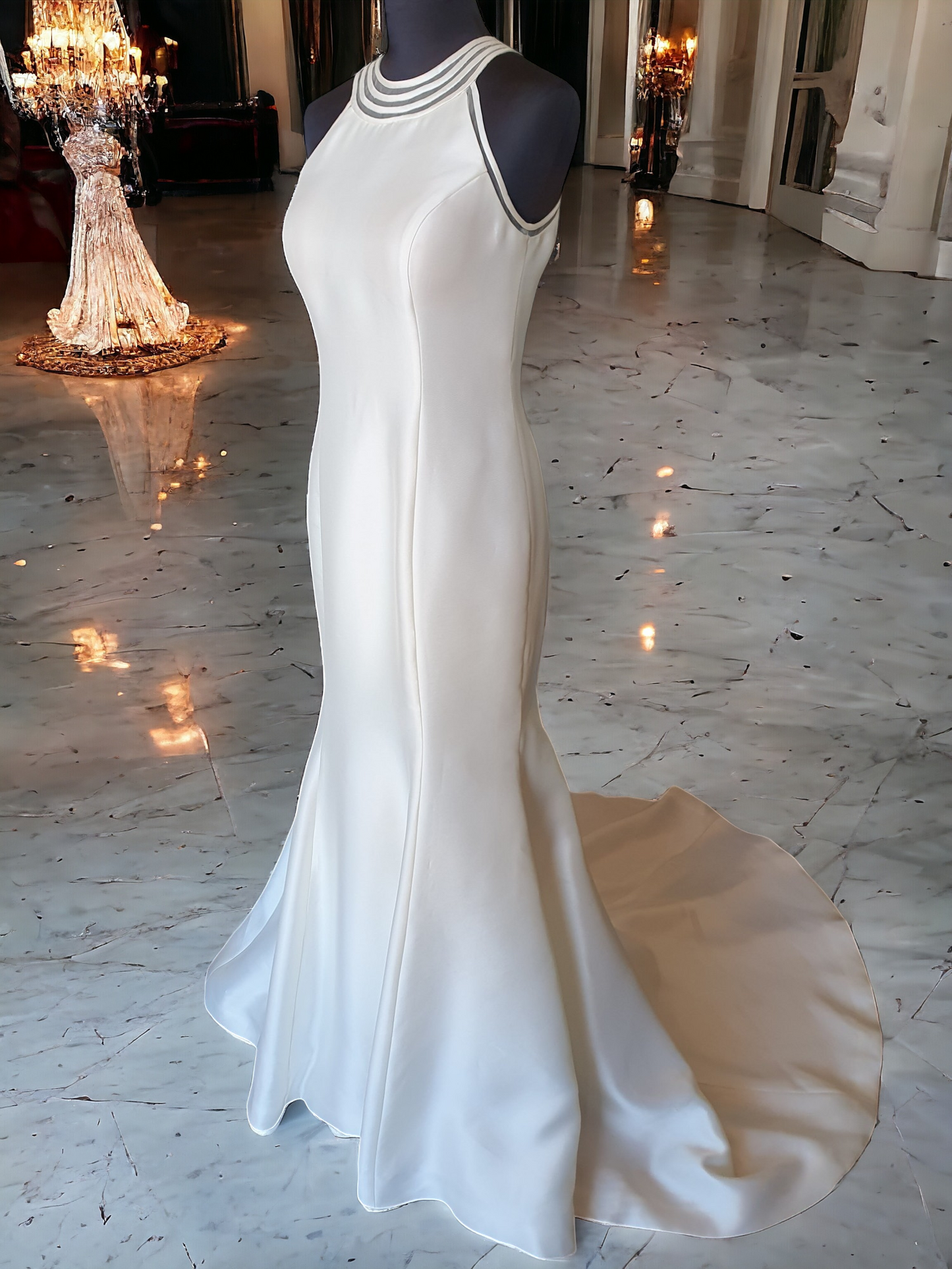 Halter White Wedding Dress