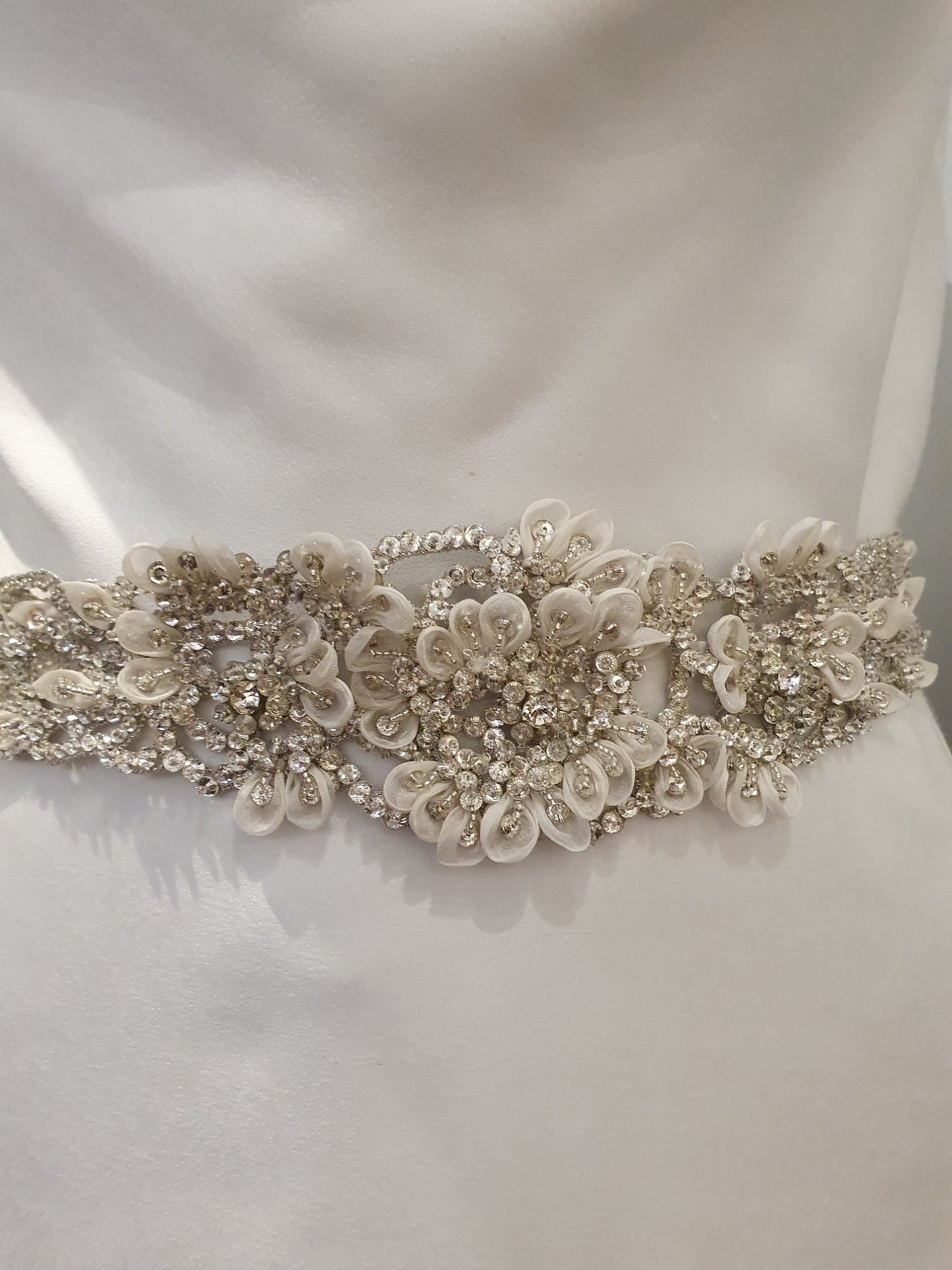 Midi Cowl Neck Wedding Gown with Diamonte Belt