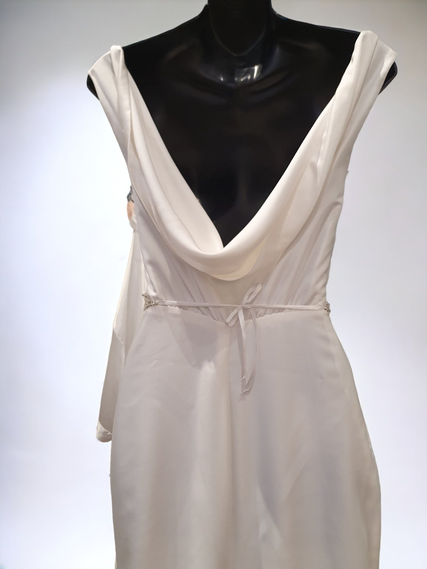 Midi Cowl Neck Wedding Gown with Diamonte Belt