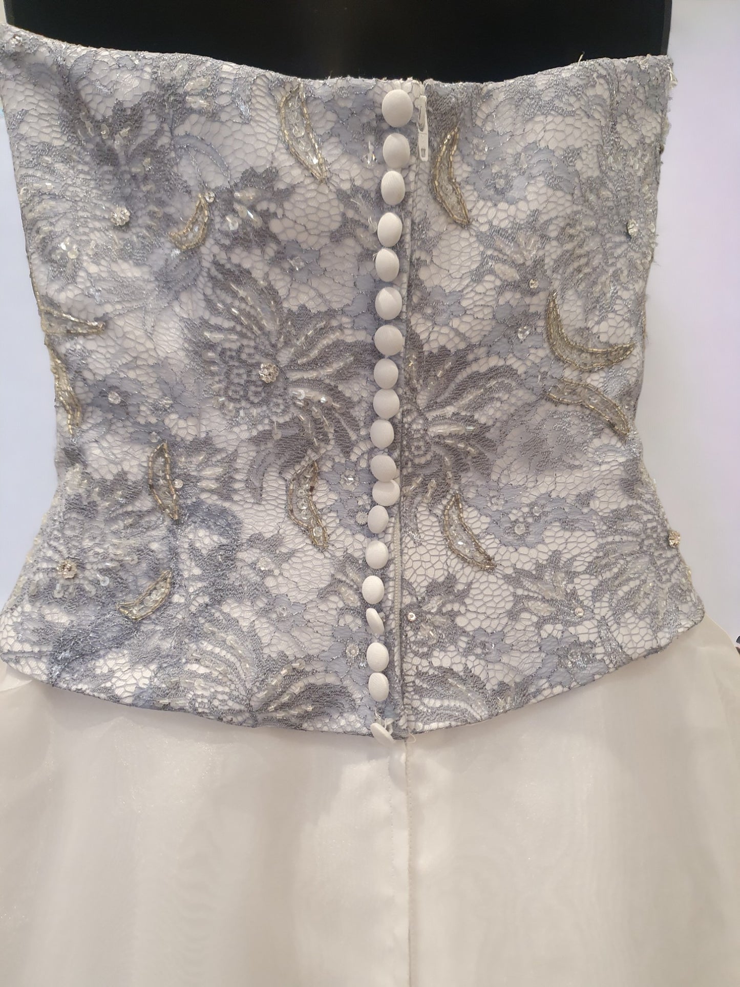 Silver/Blue Wedding Gown with Flower Decal