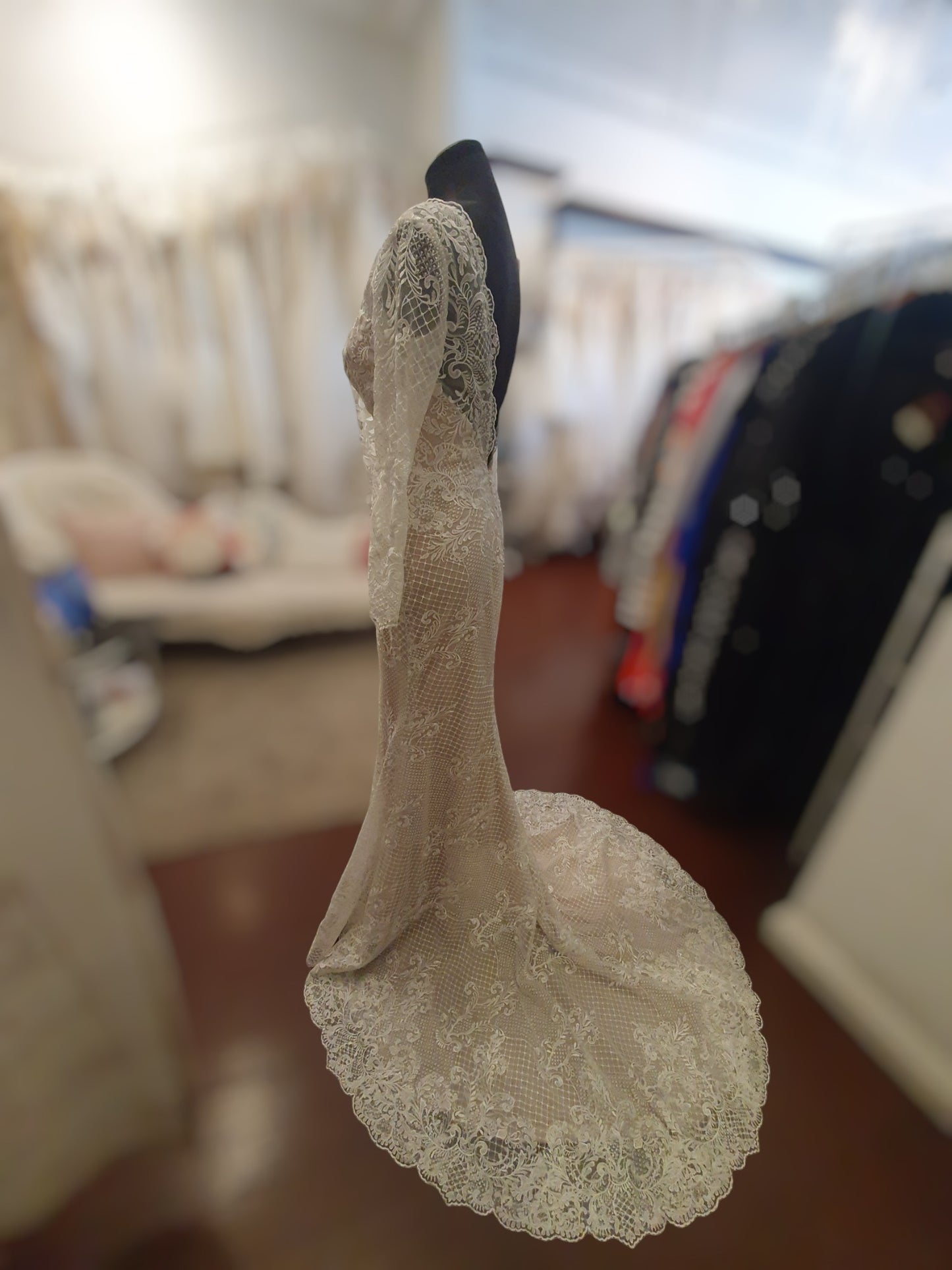 Lace with Mocha Long Sleeve Gown