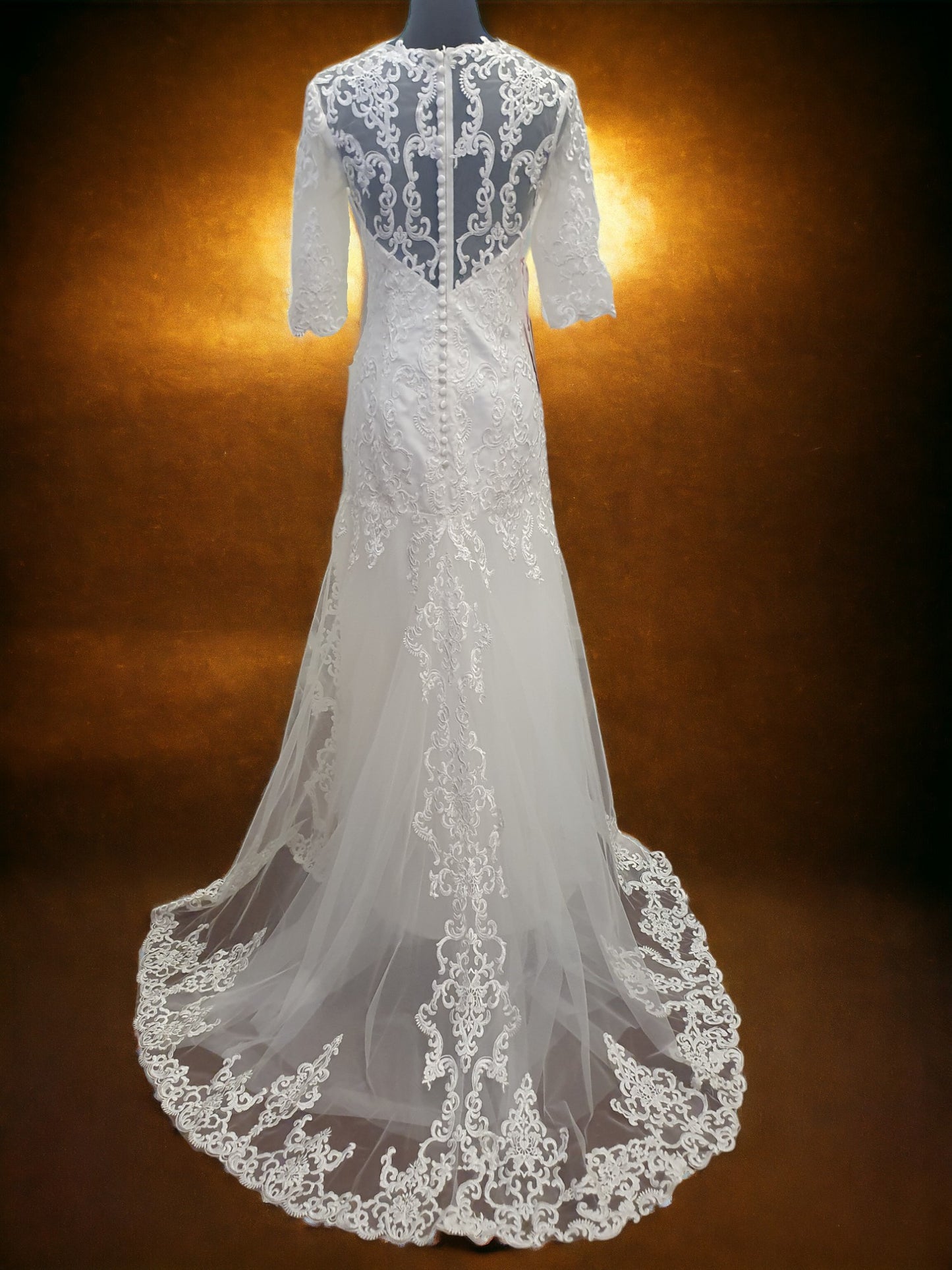Mingda's Dress Long Sleeve Lace Fit & Flare Gown