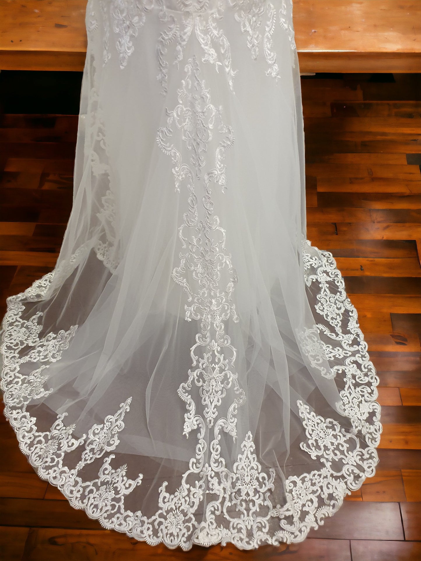 Mingda's Dress Long Sleeve Lace Fit & Flare Gown