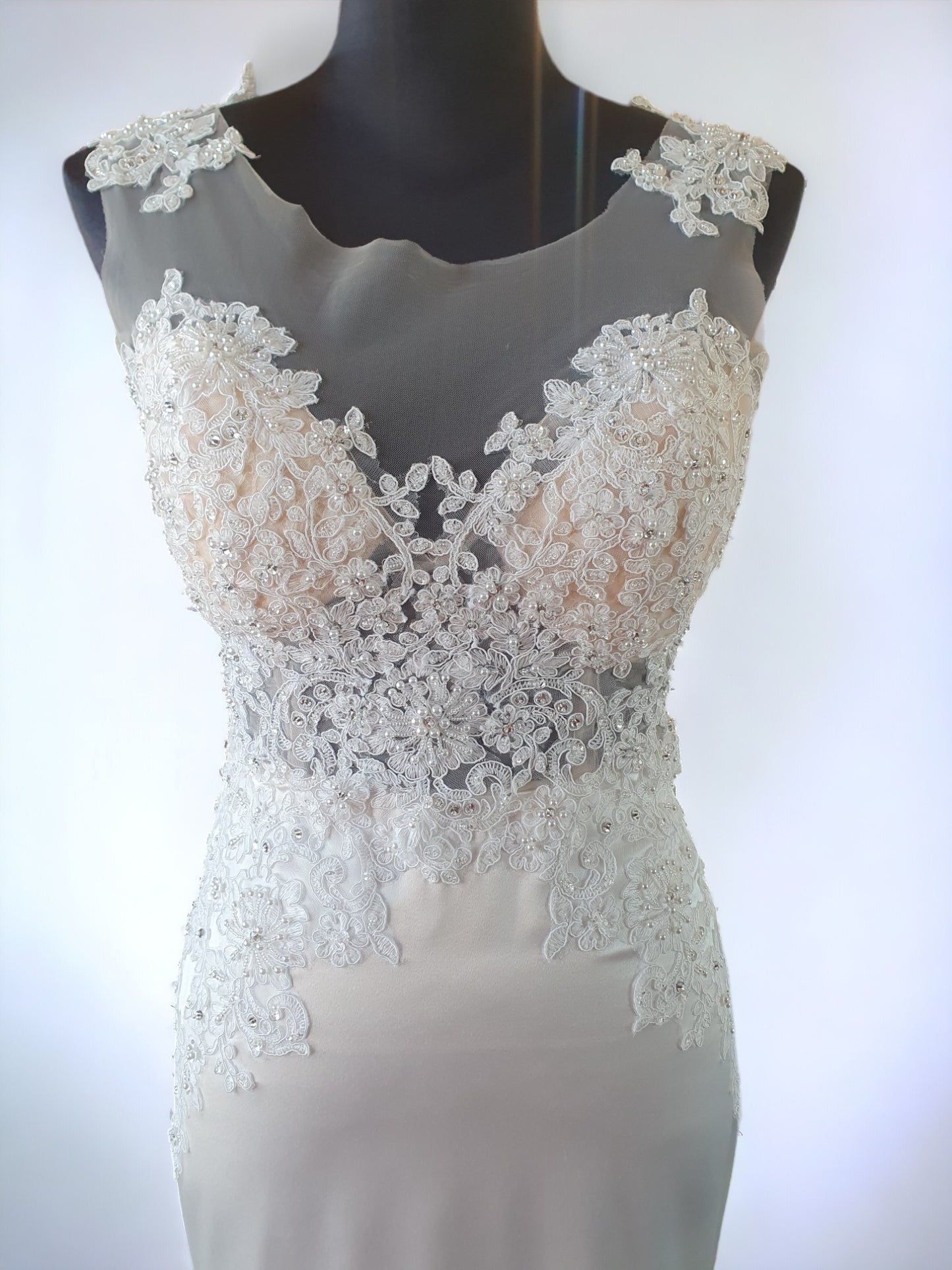 Fit & Flare Crepe Ivory Gown
