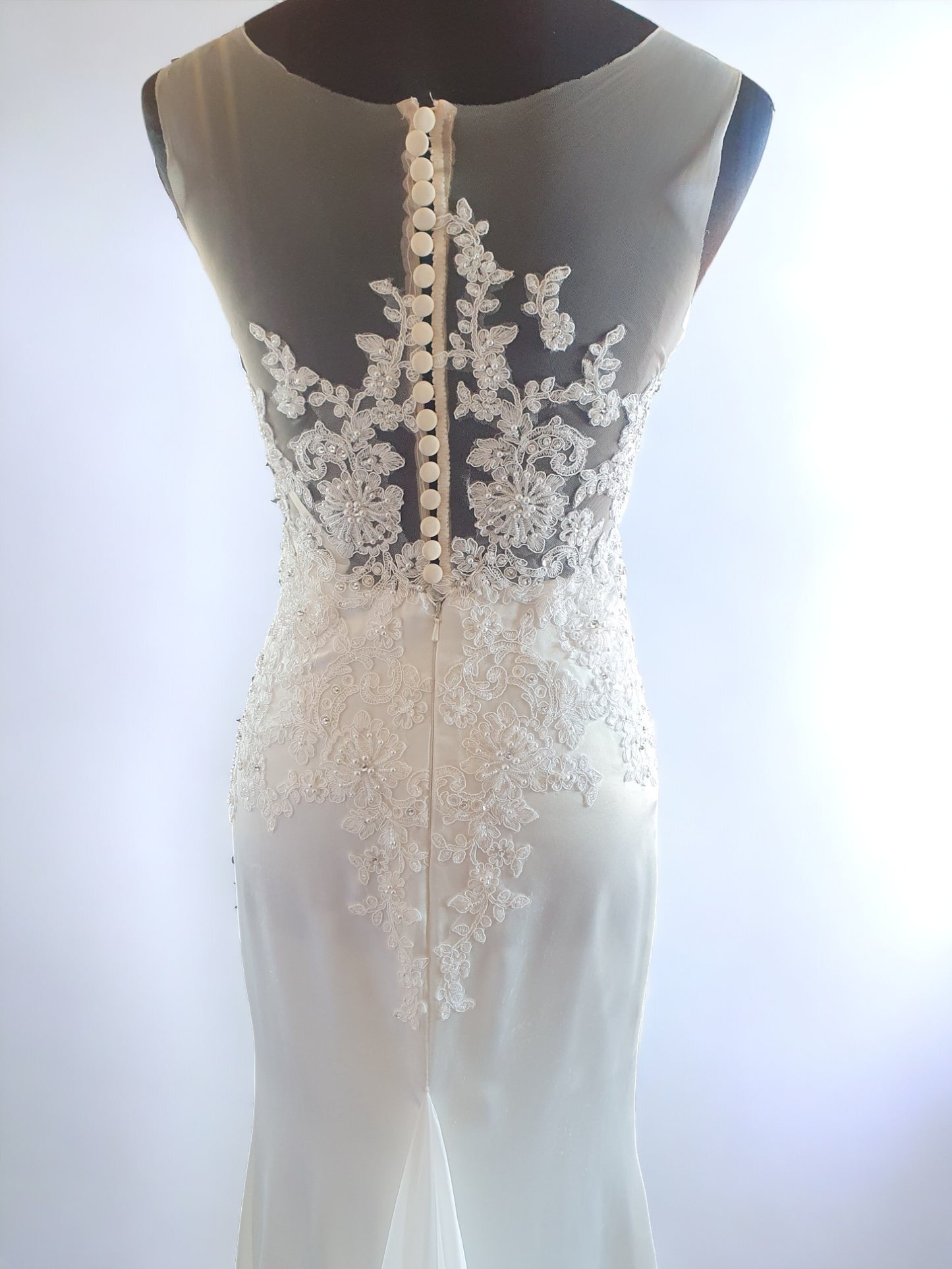 Fit & Flare Crepe Ivory Gown