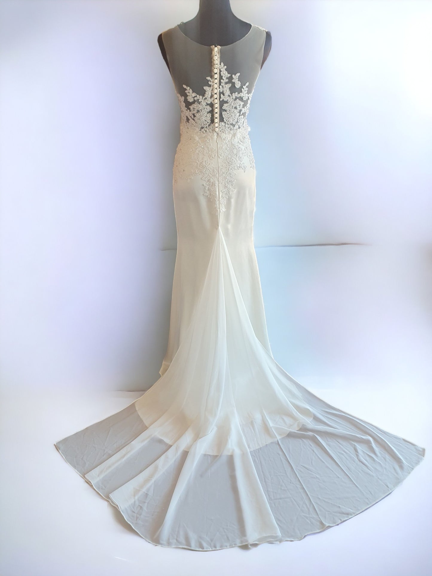 Fit & Flare Crepe Ivory Gown