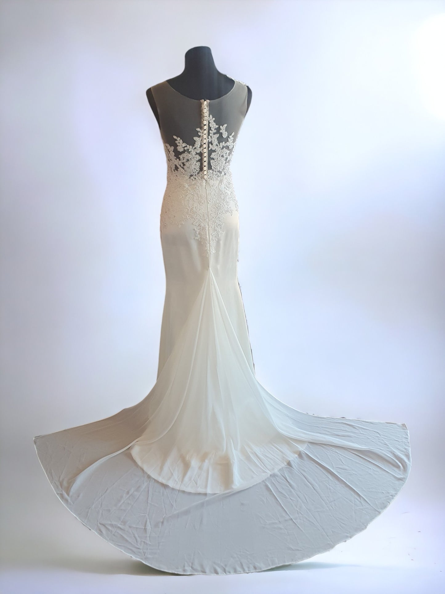 Fit & Flare Crepe Ivory Gown