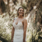 Crepe & Lace Fit & Flare Gown