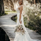 Crepe & Lace Fit & Flare Gown