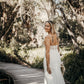 Crepe & Lace Fit & Flare Gown